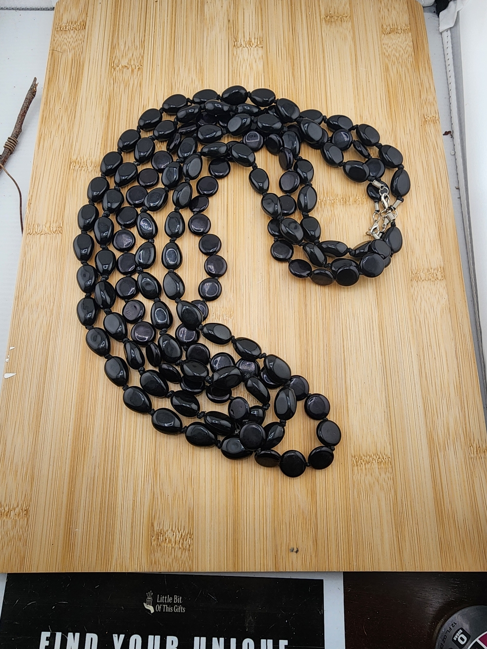 Lot Of 3 38in Black Acrylic Beaded Multi-Strand Necklace - 0622